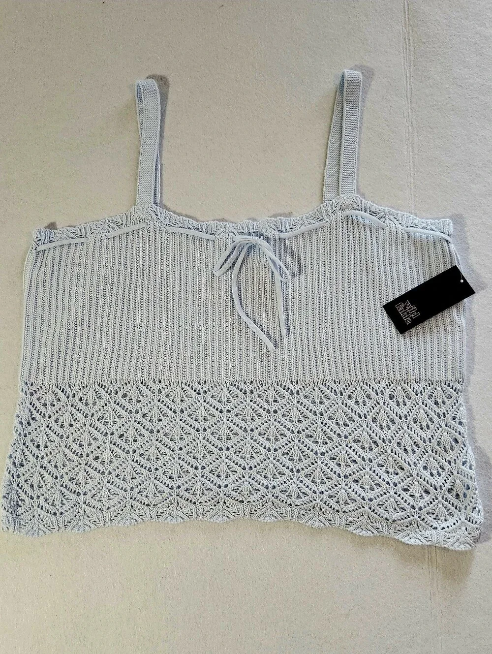 wild fable Light Blue Crochet-Trim Knit Cami Size 2xl - Picture 1 of 7